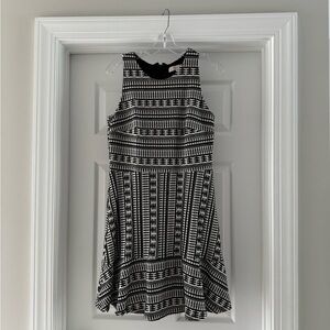 Loft Black and White patterned dress